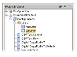 The project browser in the Ignition Designer manages all instrument configurations in one central location, facilitating easy set up and maintenance.